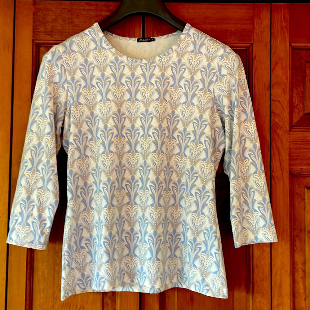 J.McLaughlin Catalina Cloth 3/4 Sleeve Geometric Print Top Medium